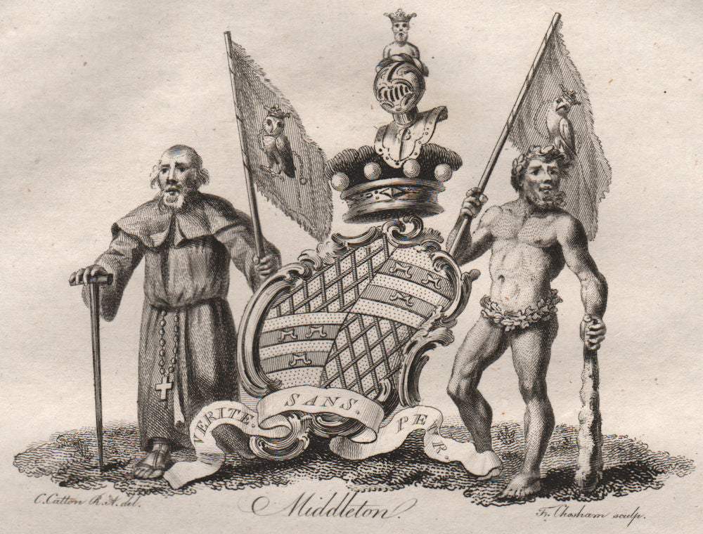 MIDDLETON. Coat of Arms. Heraldry 1790 old antique vintage print picture